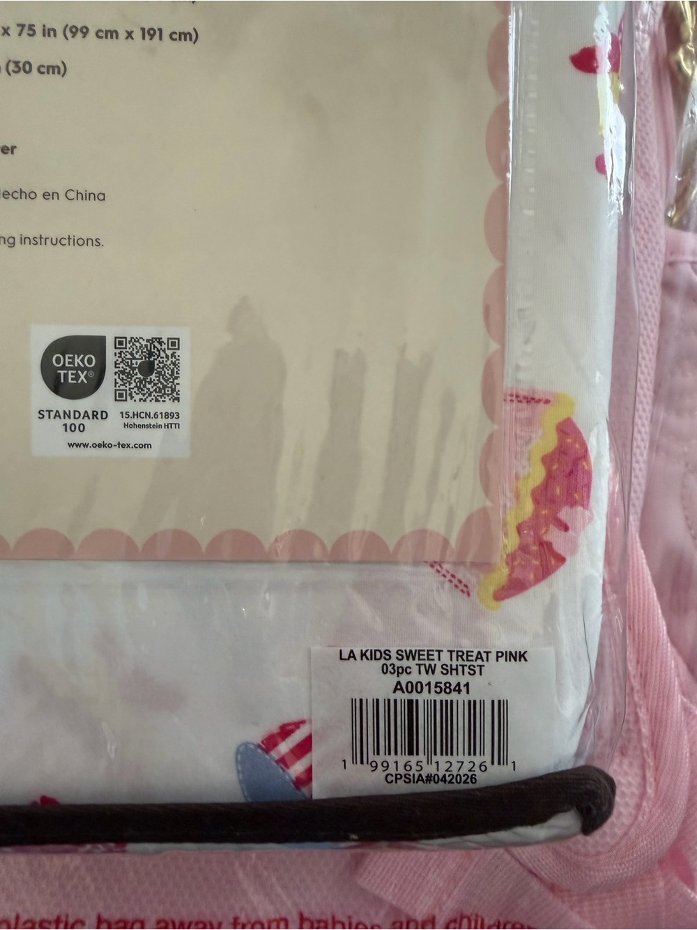Laura Ashley SWEET TREAT PINK Kids Twin Sheet Set - Cupcake Pattern ~ 3 PC - Picture 4 of 7